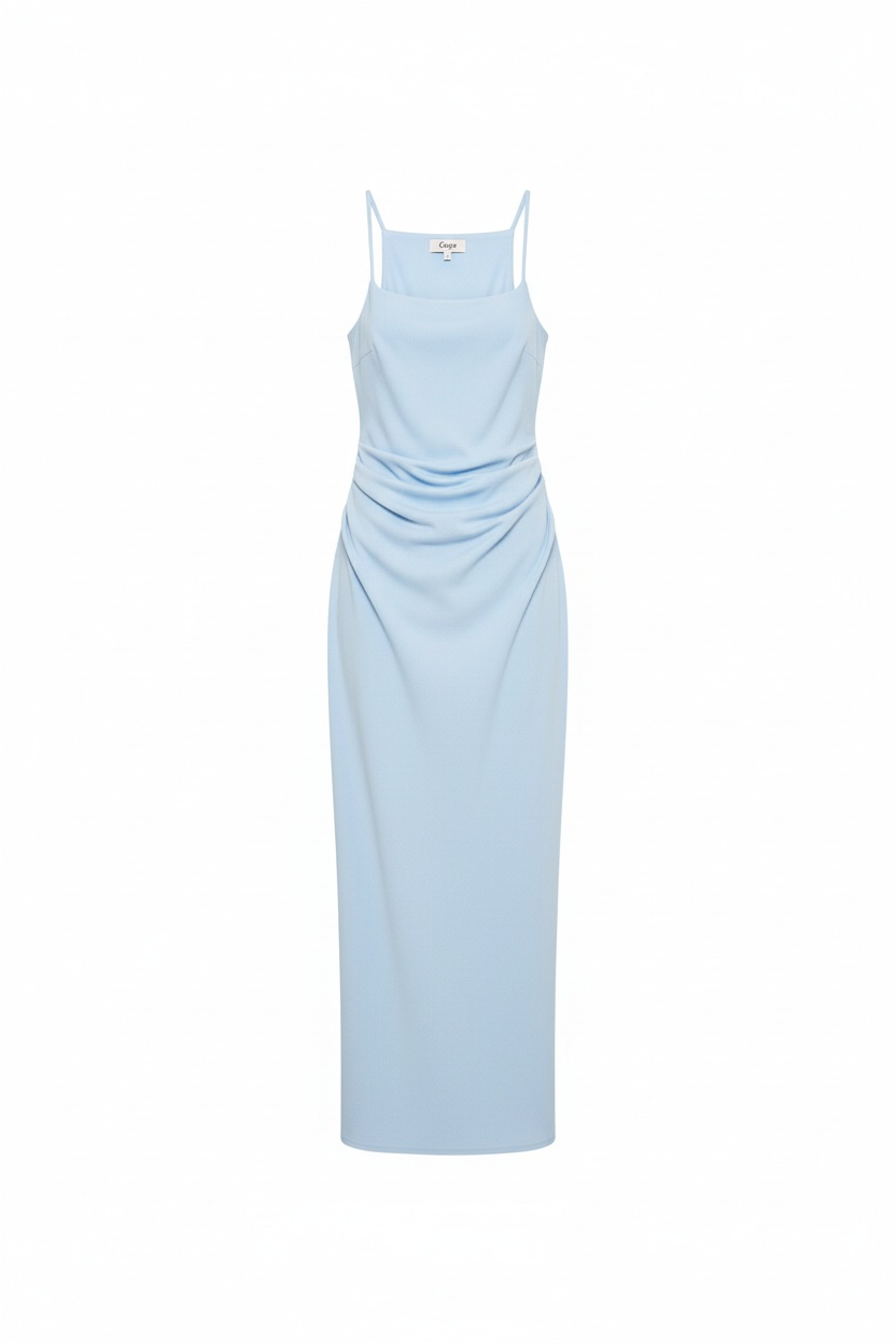 Light Blue Strappy Square Neck Midi Dress photo 1