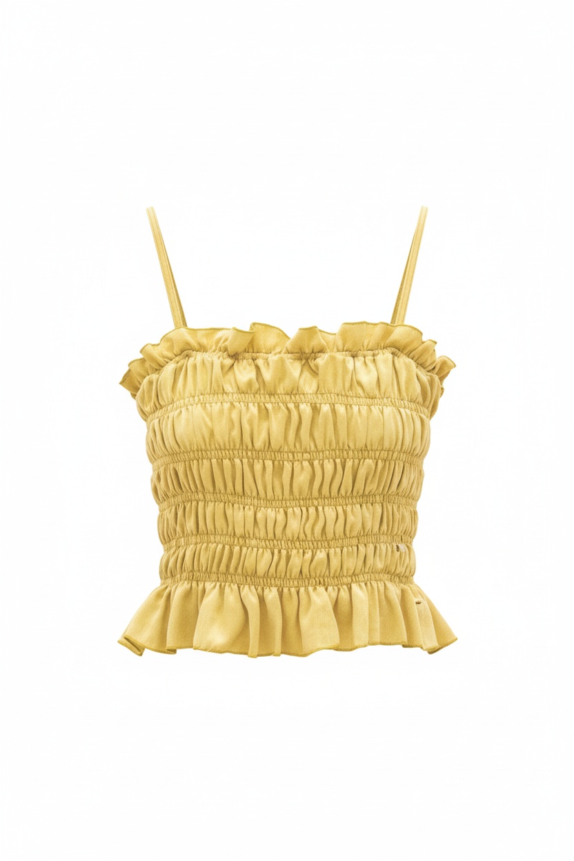 Yellow Smocked Ruffle Strap Top photo 1