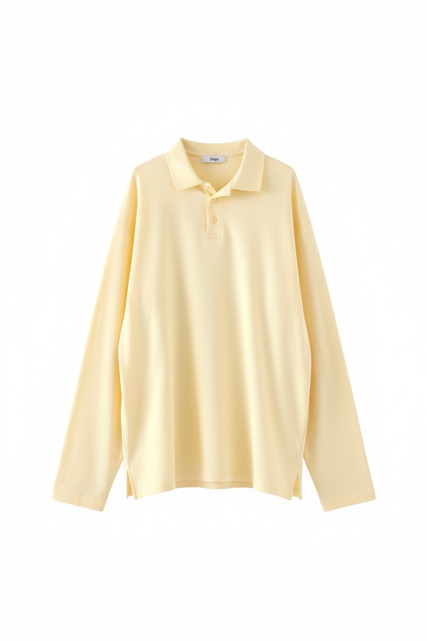Oversize Yellow Long Sleeve Polo Top photo 1