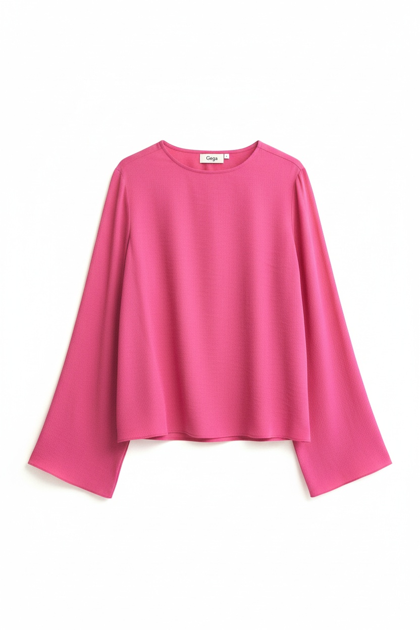 Hot Pink Relaxed Fit Long Sleeve Blouse photo 1
