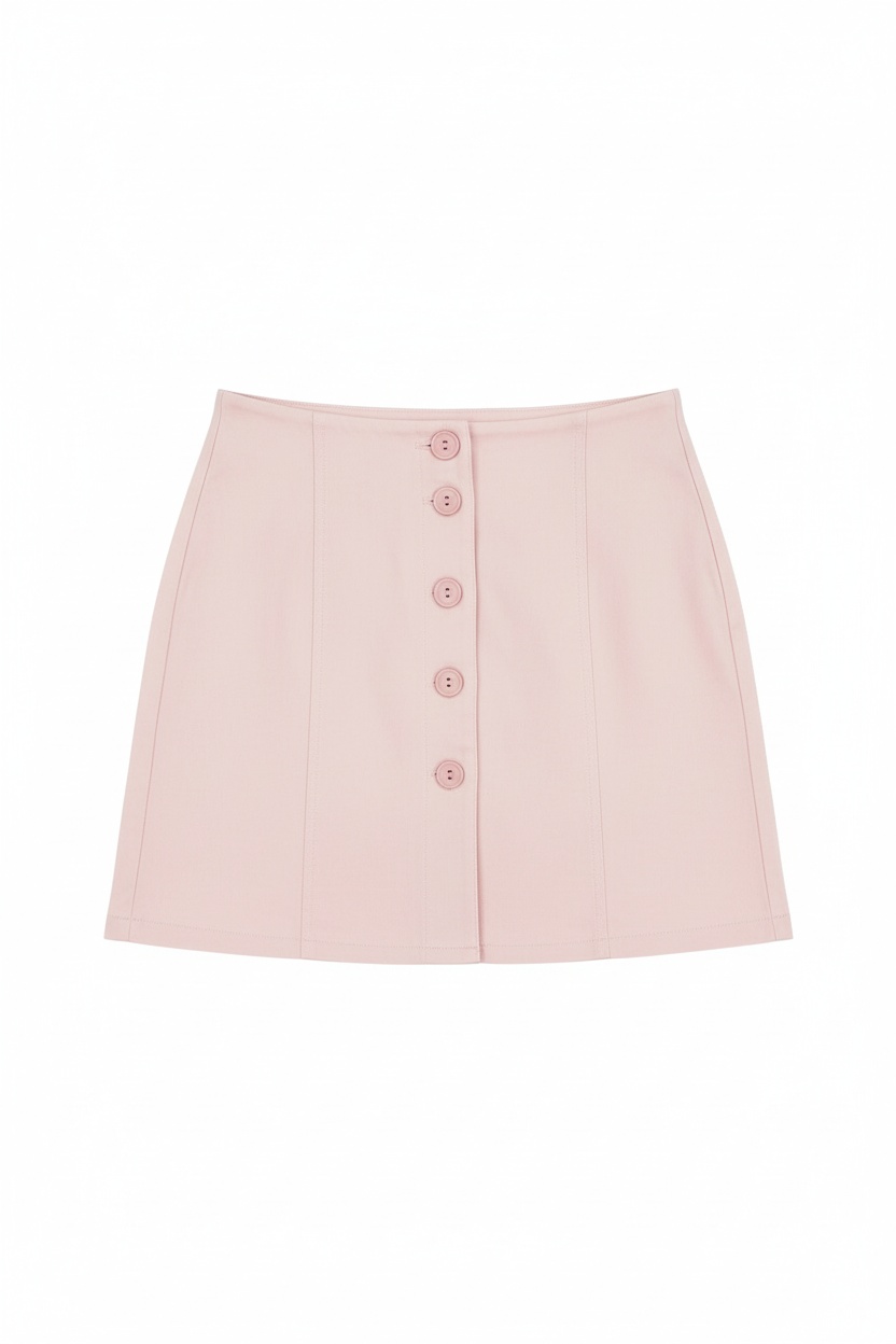 Chic Pink Button-Front Mini Skirt photo 1