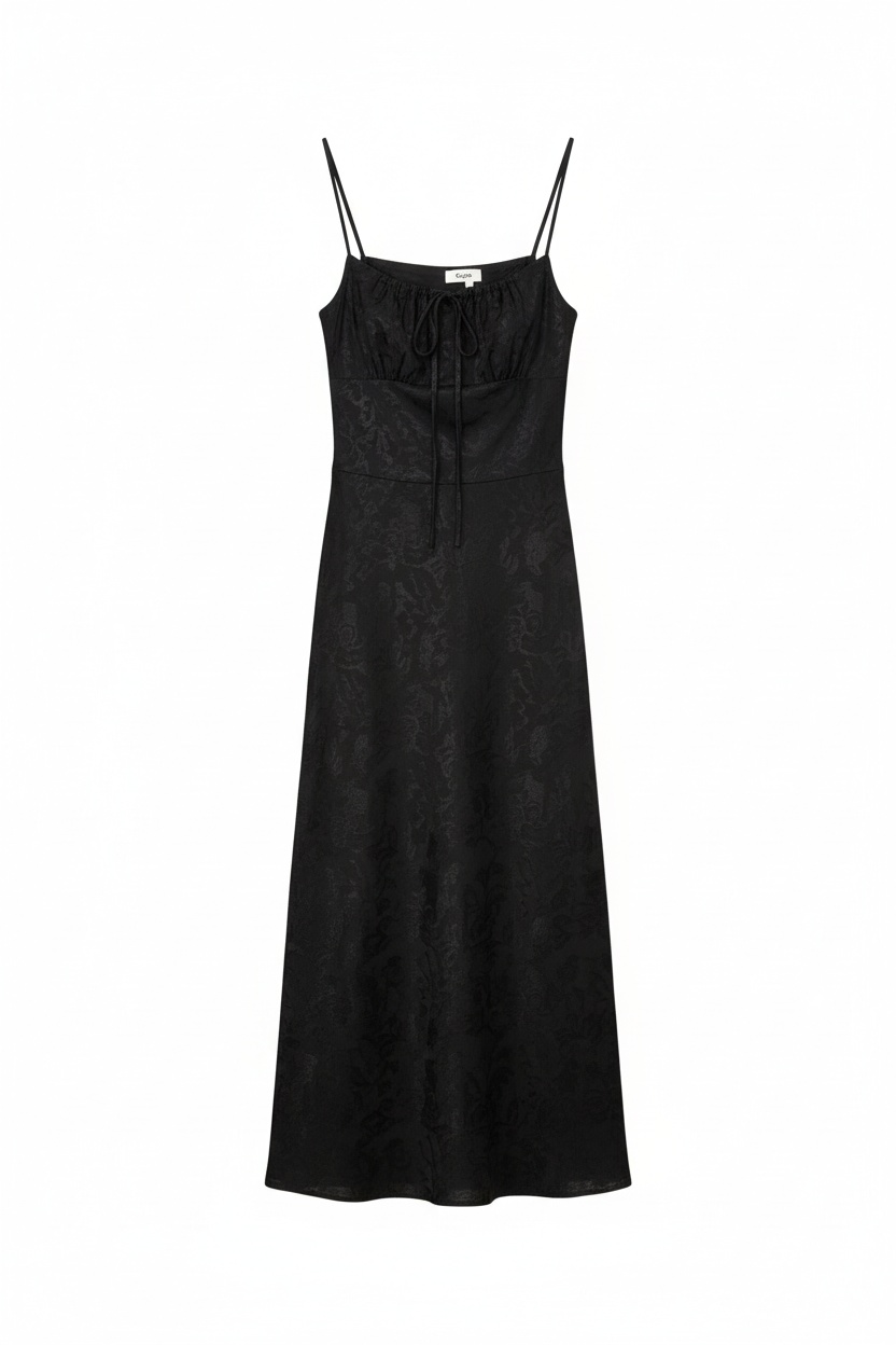 Black Patterned Midi Slip Dress photo 1