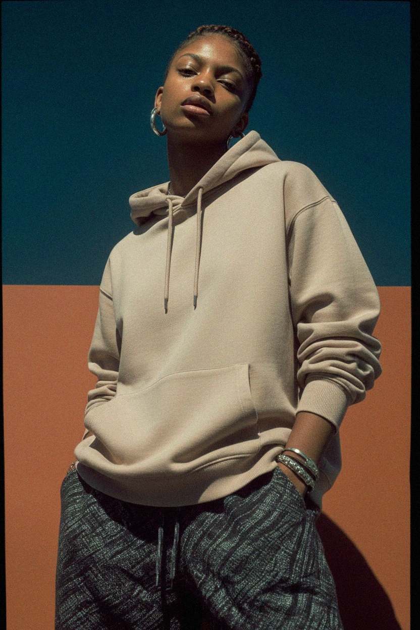 Comfortable Oversize Beige Pullover Hoodie photo 3