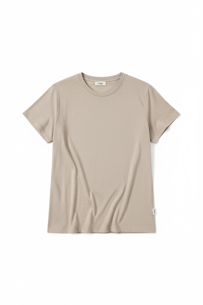 Relaxed Fit Beige Heathered Crew Neck T-Shirt photo 1