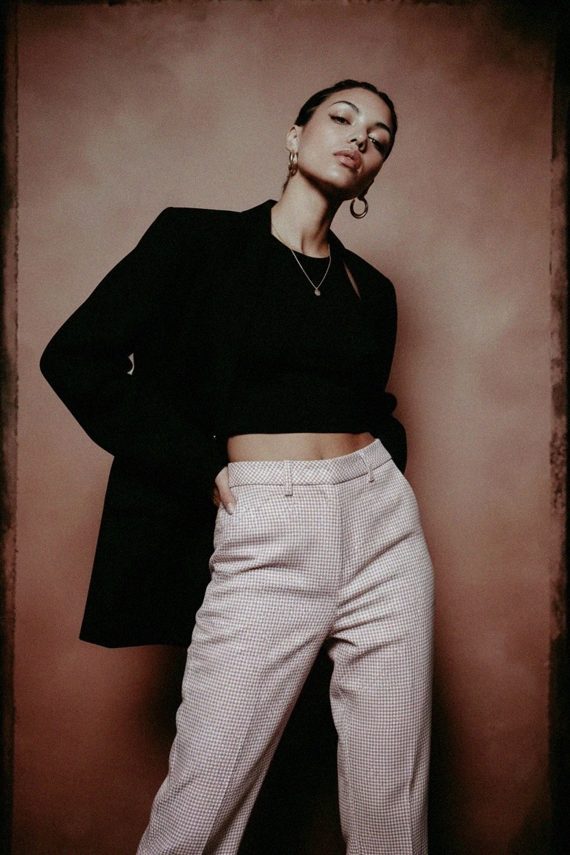 Gingham Cropped Pants photo 3