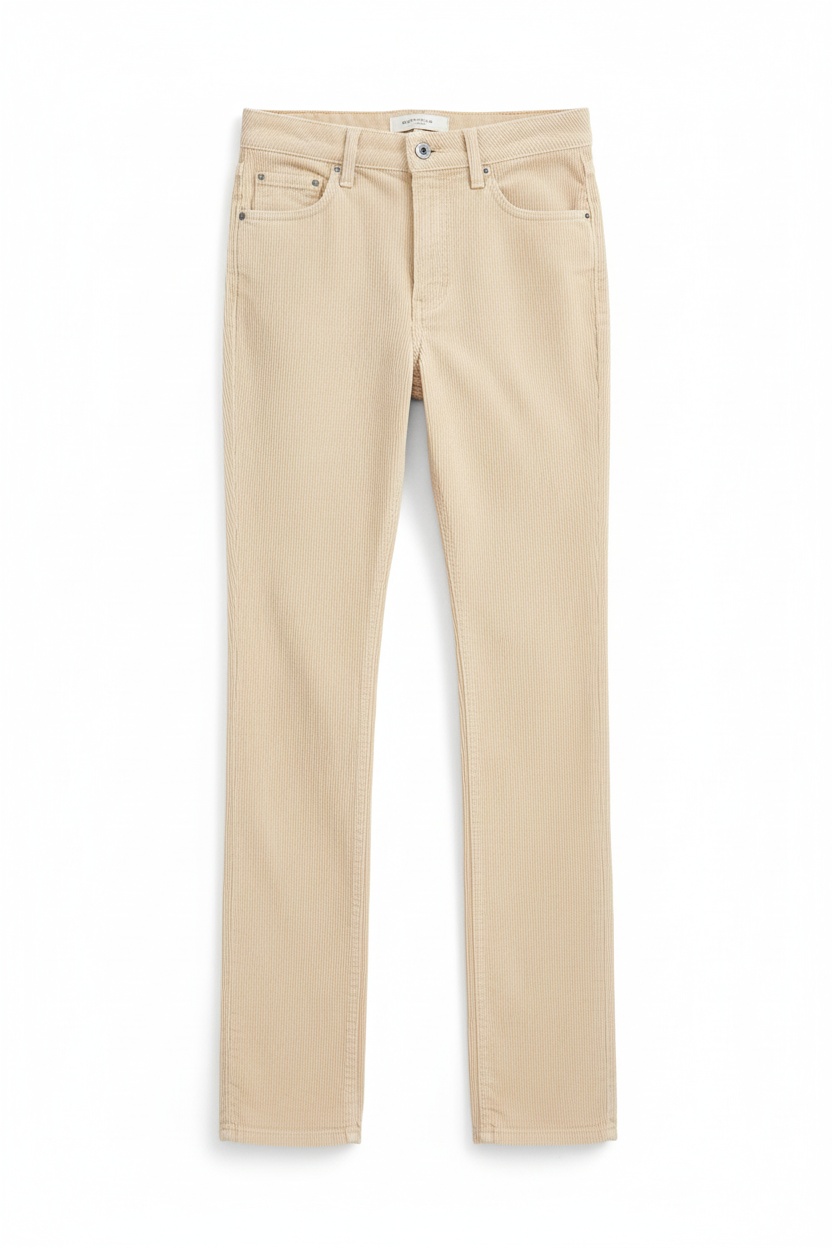 Beige Straight Leg Corduroy Pants photo 1