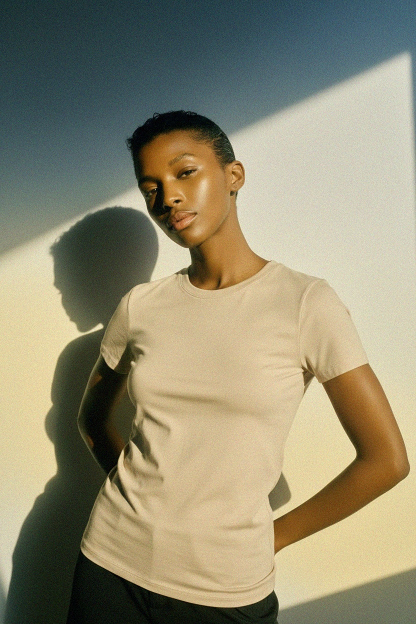 Essential Beige Crew Neck T-shirt photo 3