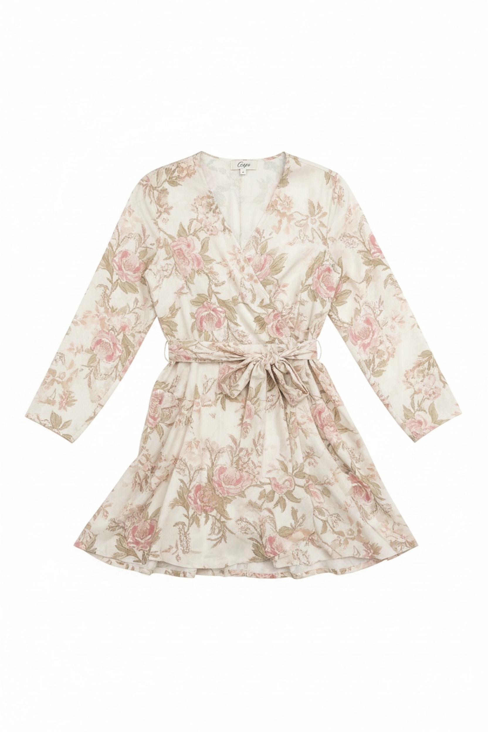 Floral Print Mini Dress with Tie Waist photo 1