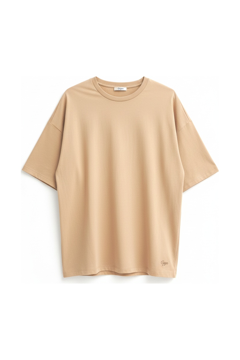 Oversized Beige Short Sleeve T-shirt photo 1
