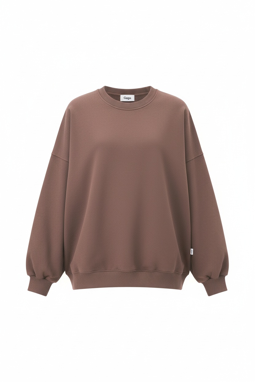 Oversize Brown Crewneck Sweatshirt photo 1