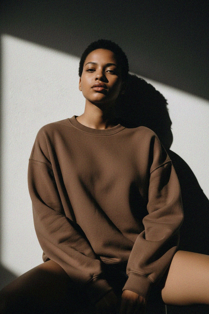 Oversize Brown Crewneck Sweatshirt photo 3