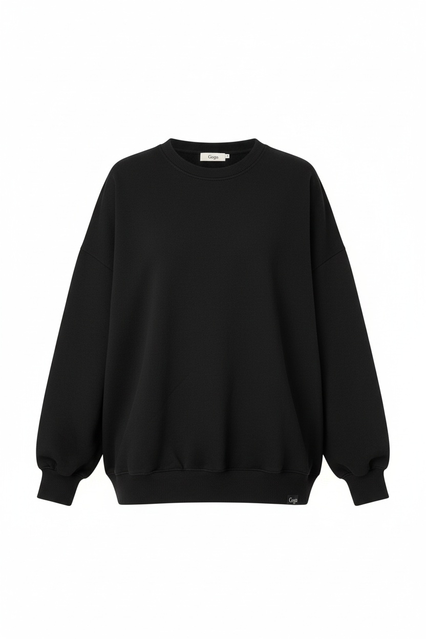 Oversized Black Crewneck Sweatshirt photo 1