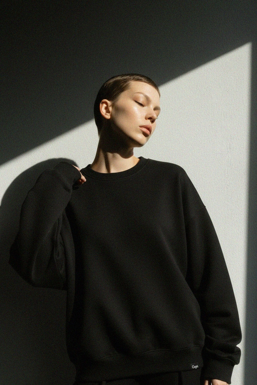 Oversized Black Crewneck Sweatshirt photo 3