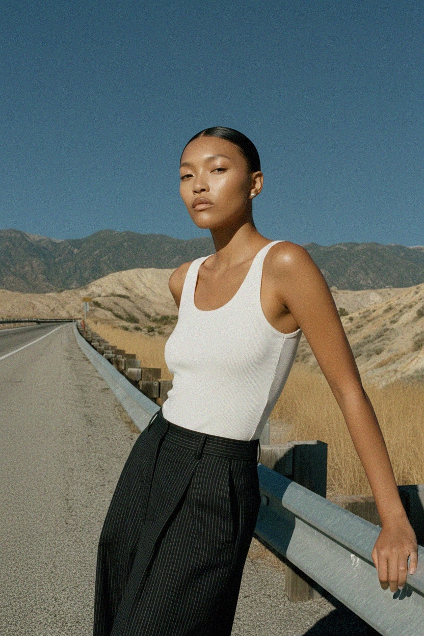 Classic Ribbed White Tank Top photo 2