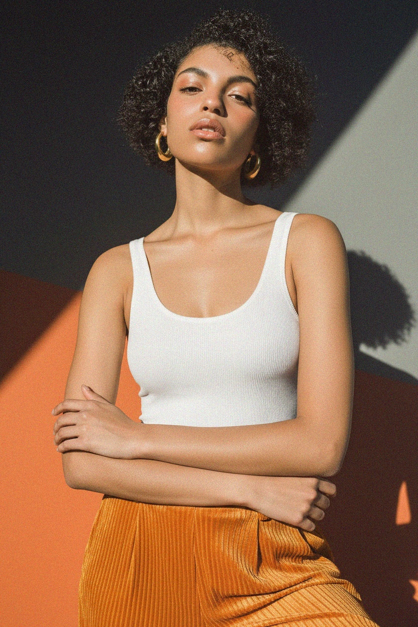 Classic Ribbed White Tank Top photo 3