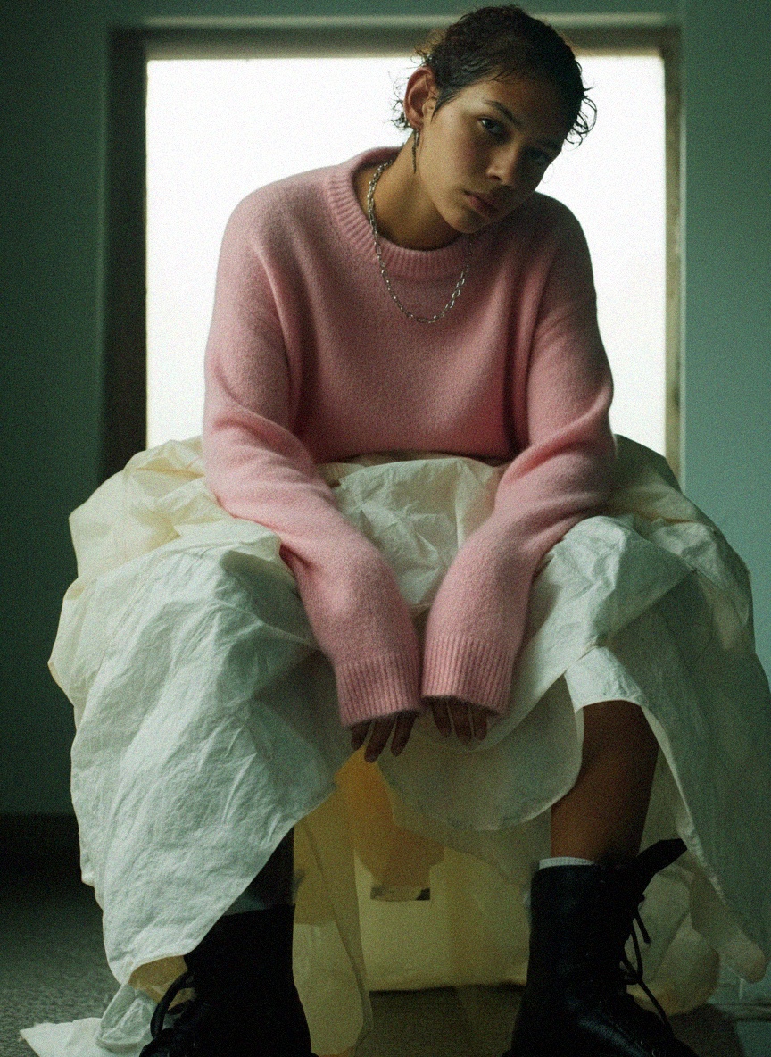 Soft Pink Knit Crew Neck Sweater photo 3