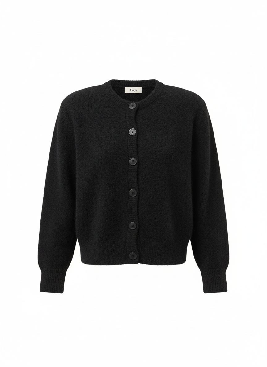 Black Soft Knit Button-Front Cardigan photo 1