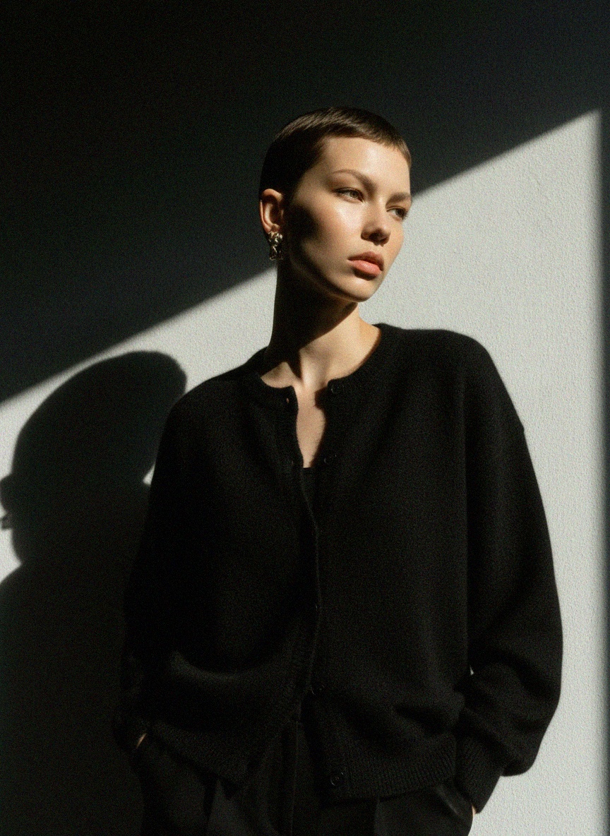 Black Soft Knit Button-Front Cardigan photo 3