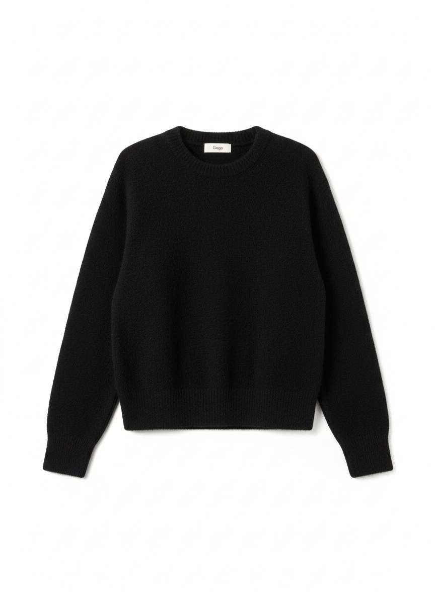 Soft Black Crew Neck Knit Sweater photo 1