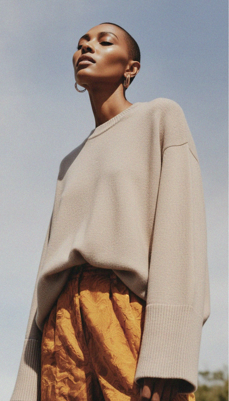 Soft Knit Oversize Beige Sweater photo 2