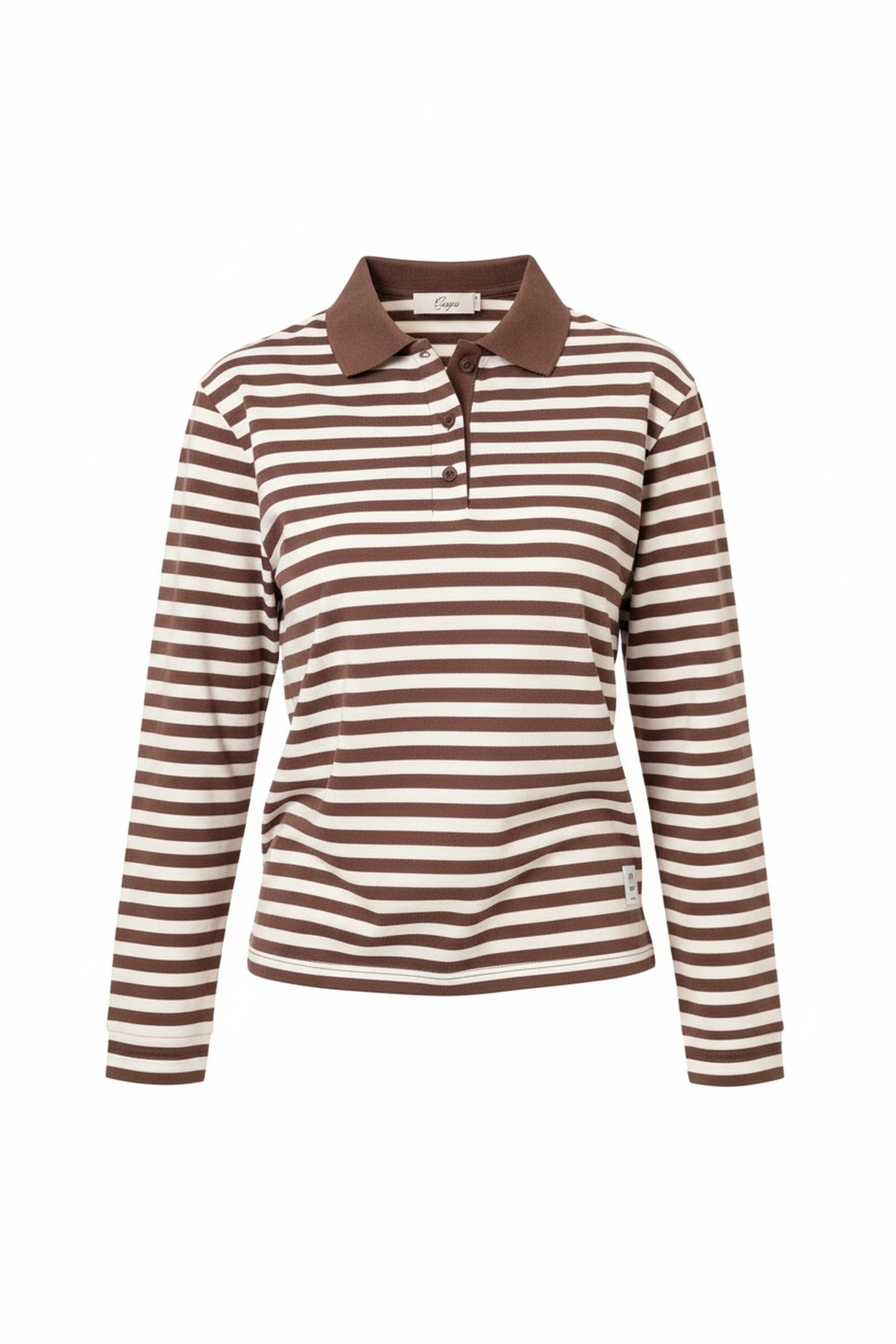 BIZUU Striped Long-Sleeve Polo Shirt photo 1