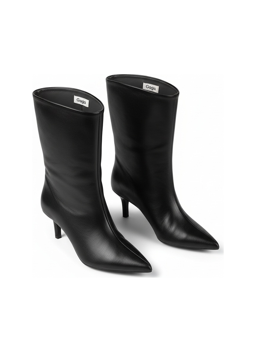 Black Pointed Toe Ankle Boots with Slim Heel photo 1