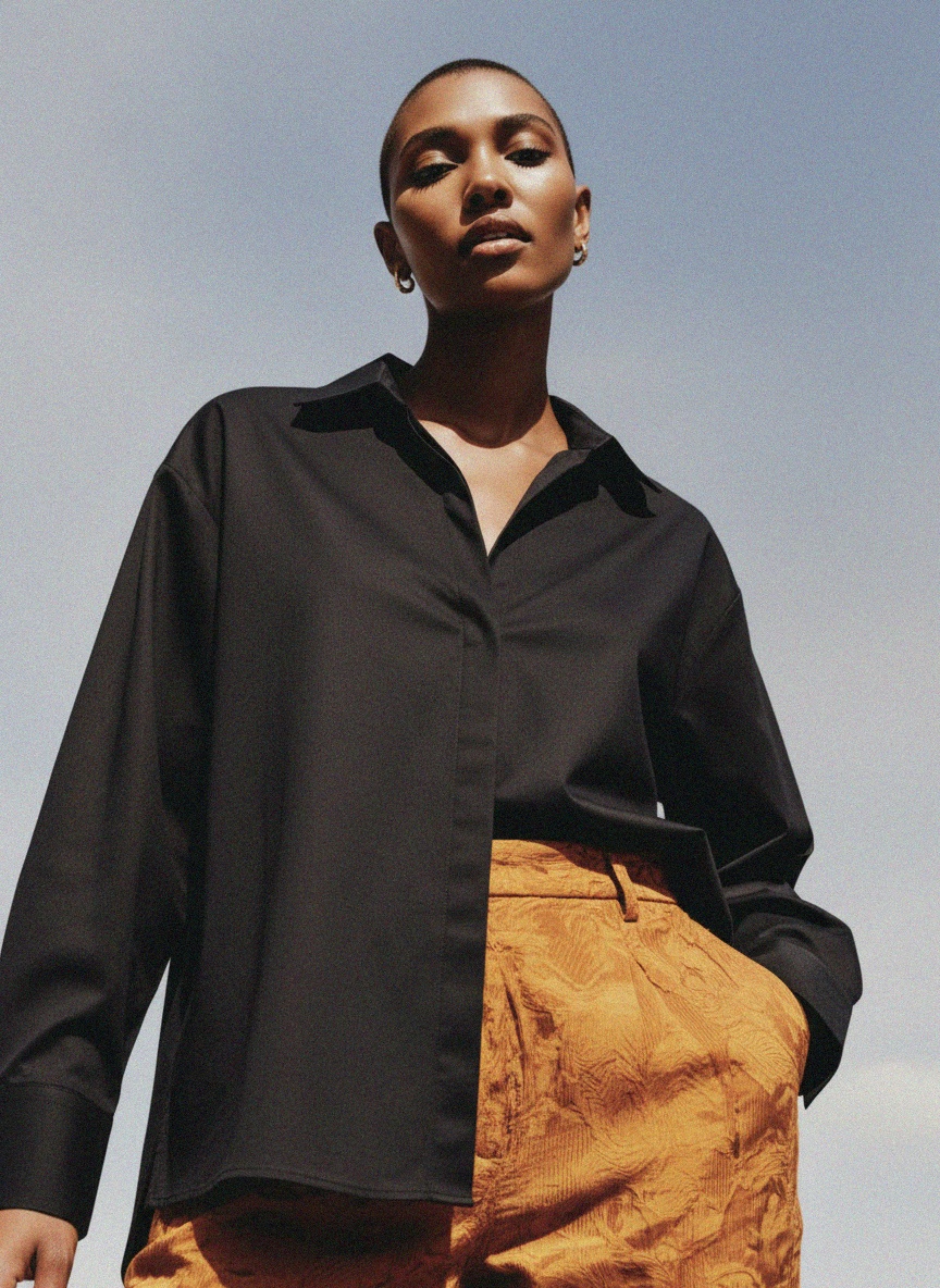 Relaxed Fit Black Collared Shirt photo 3