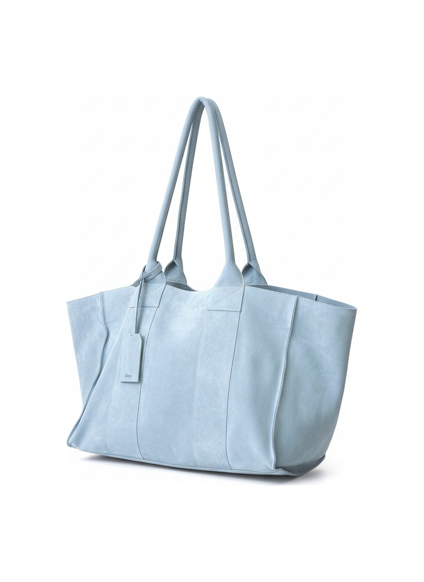 Oversize Blue Suede Tote Bag photo 1