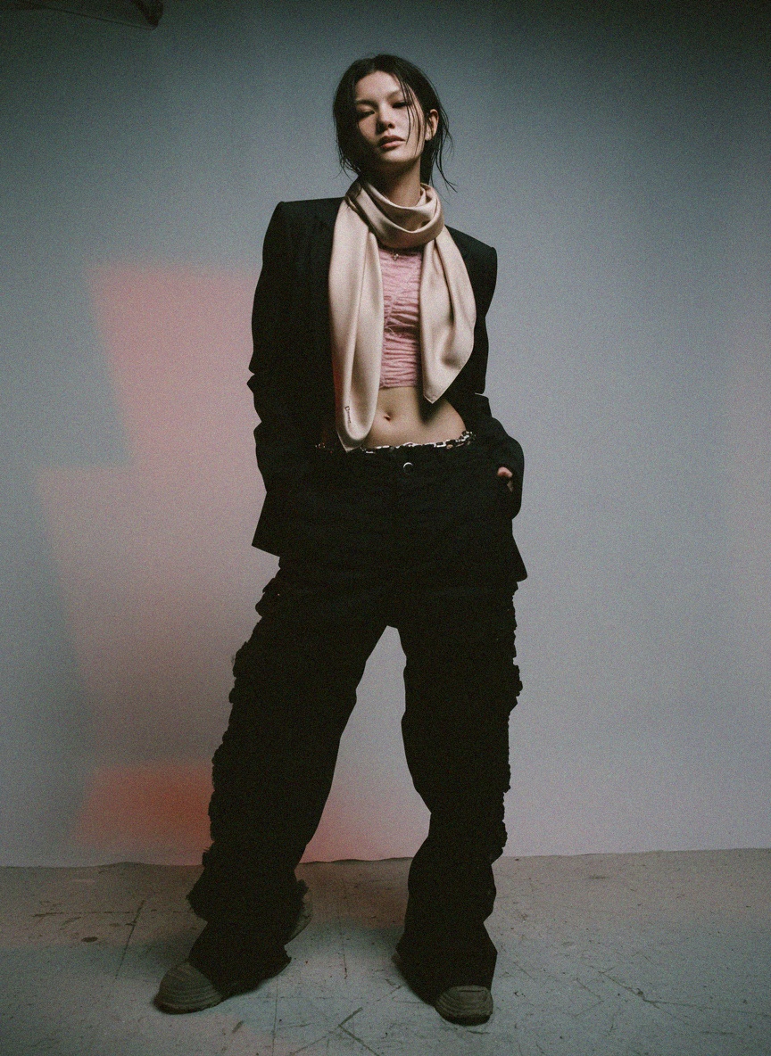 LE COLLET Elegant Beige Silk Scarf photo 3