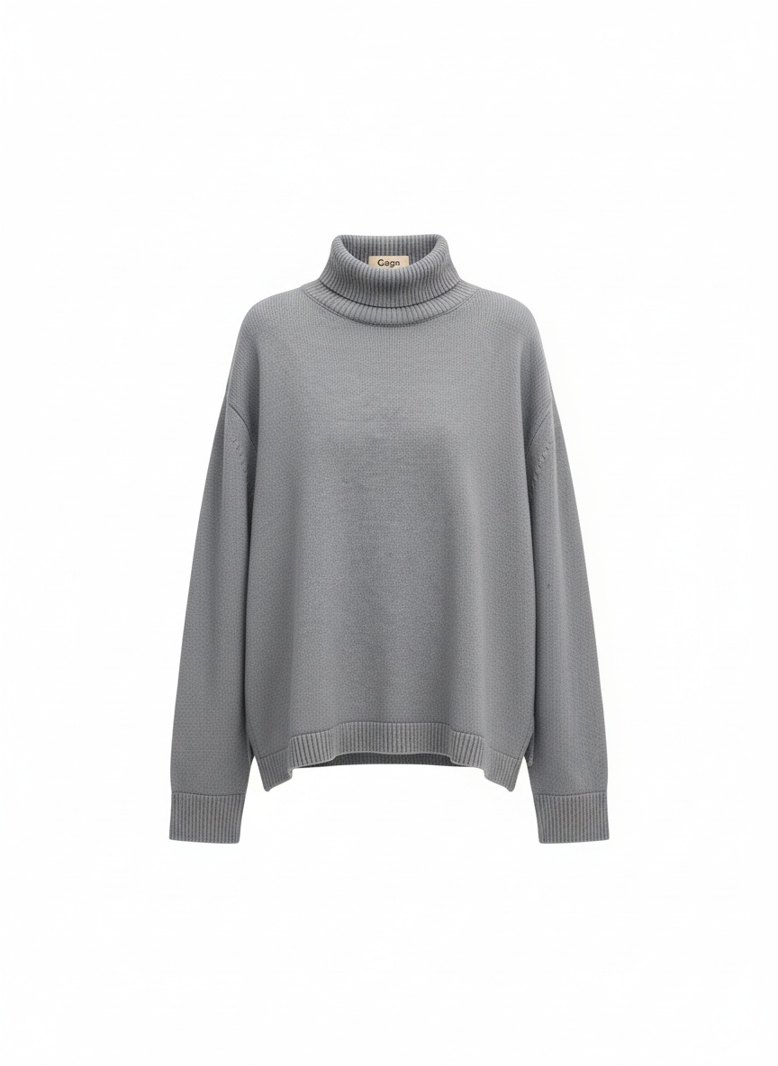 Cozy Oversized Grey Turtleneck Sweater photo 1