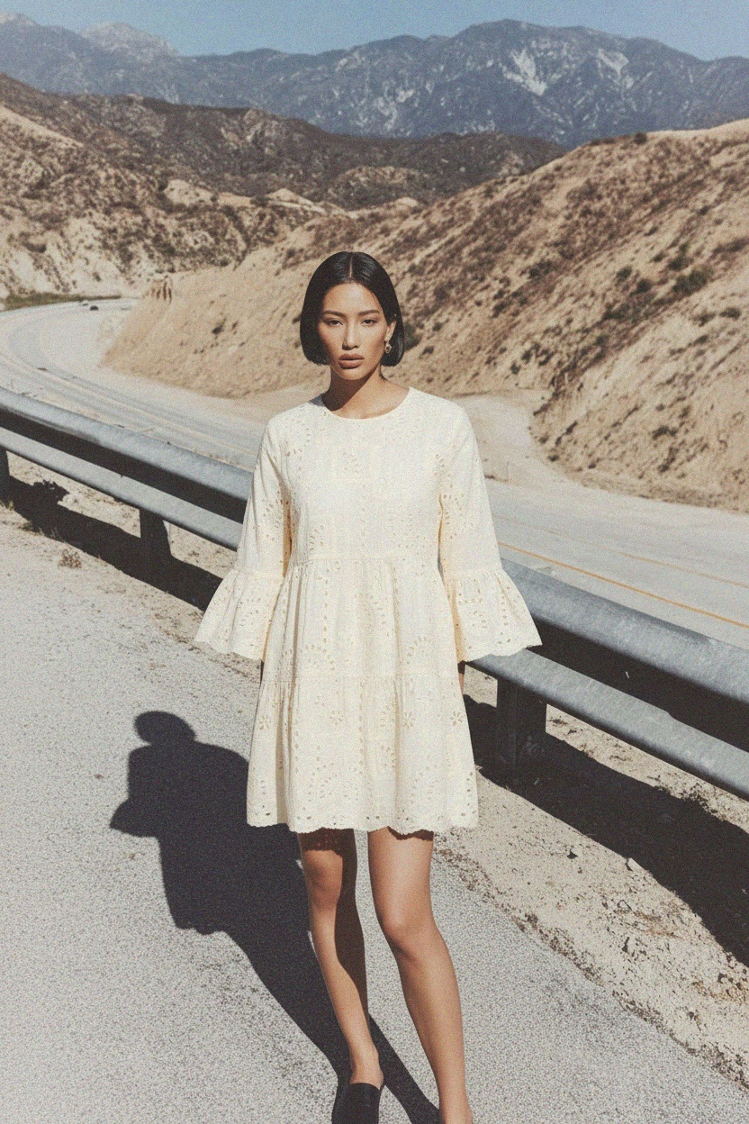 Embroidered Eyelet Mini Dress photo 4