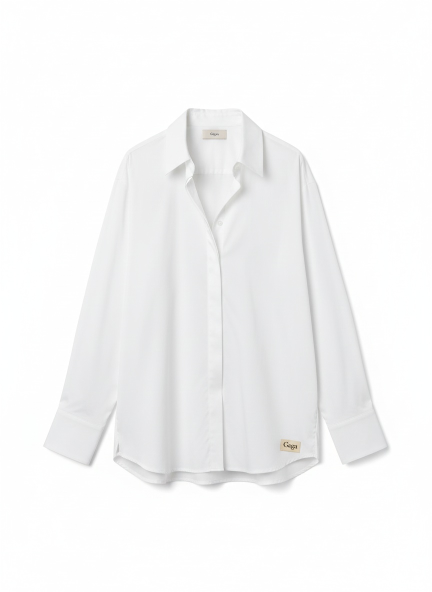 Crisp White Oversize Button-Down Shirt photo 1