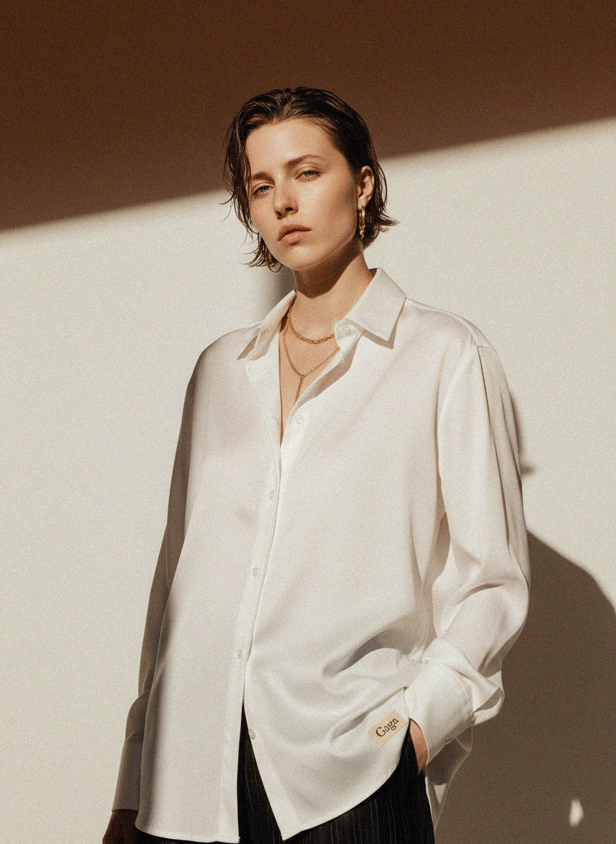 Crisp White Oversize Button-Down Shirt photo 2