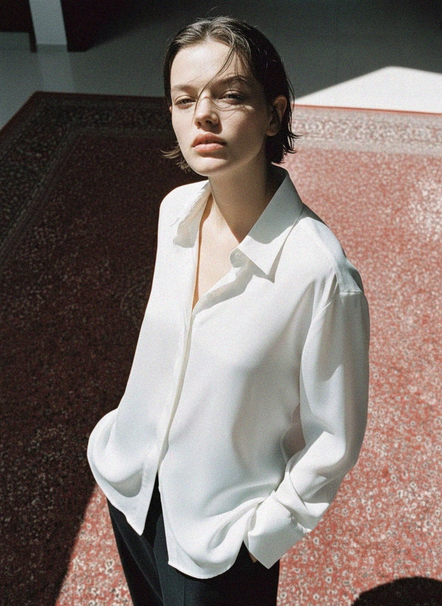 Crisp White Oversize Button-Down Shirt photo 3