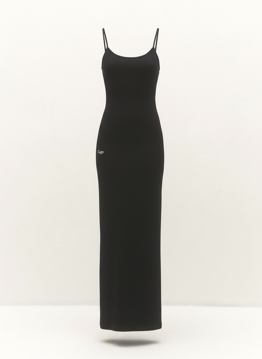Sleek Black Maxi Slip Dress photo 1