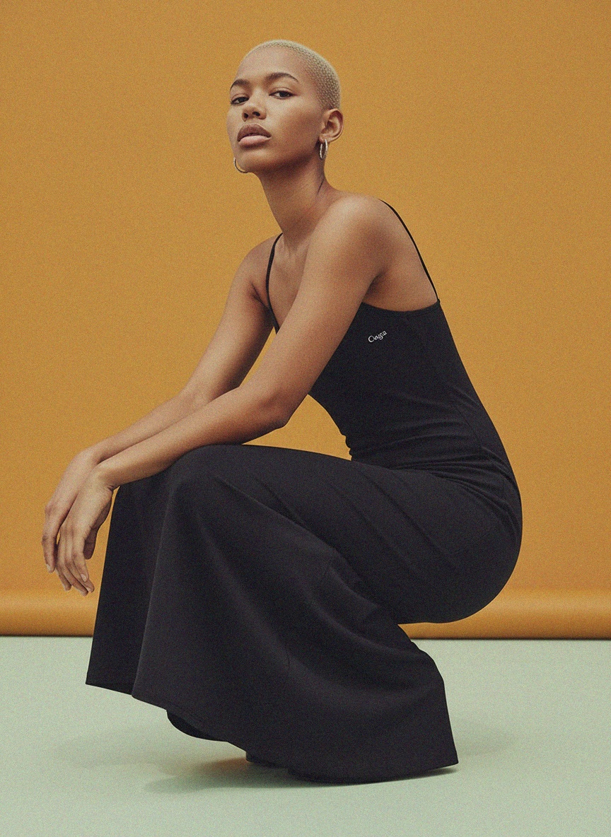 Sleek Black Maxi Slip Dress photo 3
