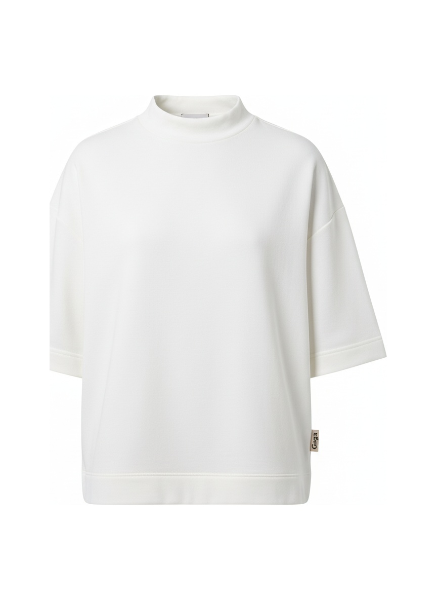 White Short Sleeve Mock Neck Sweatshirt photo 1