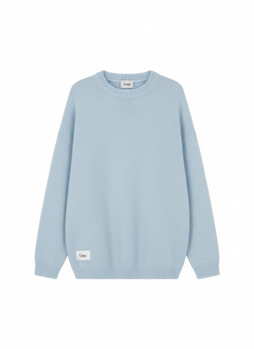 Fuzzy Oversized Light Blue Knit Sweater photo 1