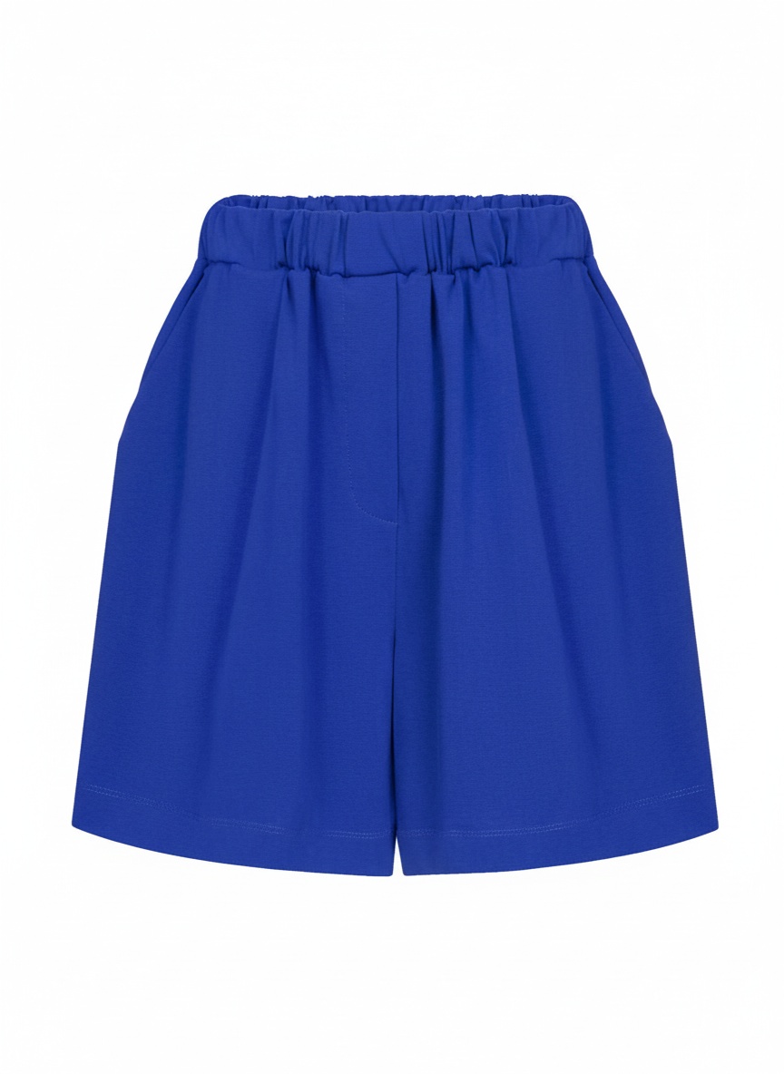 Vibrant Blue Relaxed Fit Elastic Waist Shorts photo 1