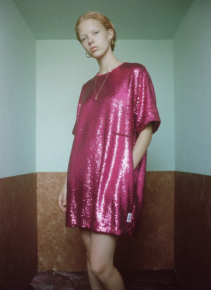 Sparkling Pink Sequin Mini Dress photo 3