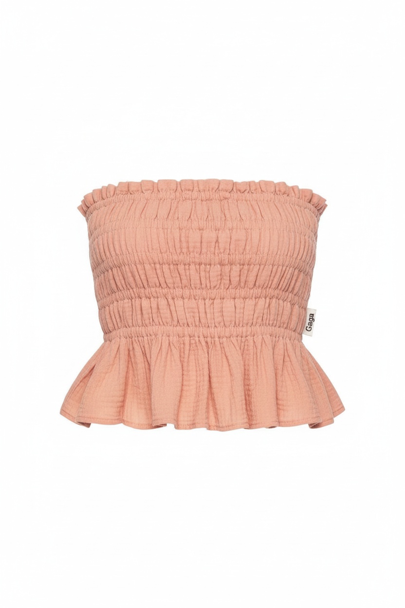 Smocked Strapless Peplum Top photo 1