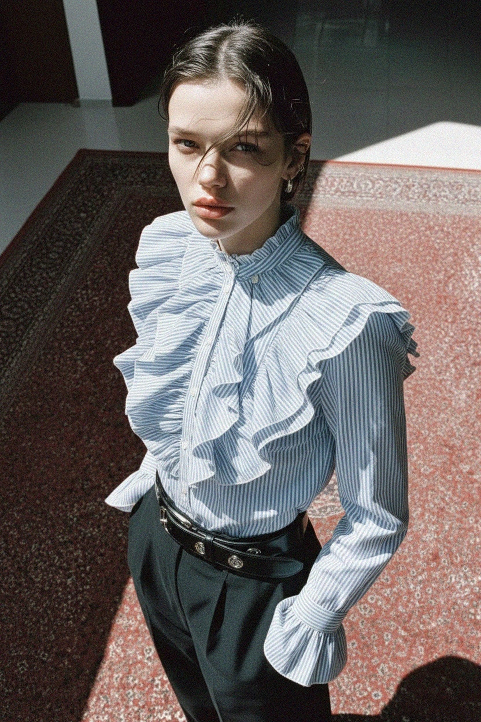 Chic Striped Ruffle Blouse photo 2