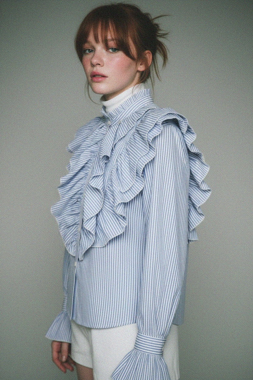 Chic Striped Ruffle Blouse photo 3