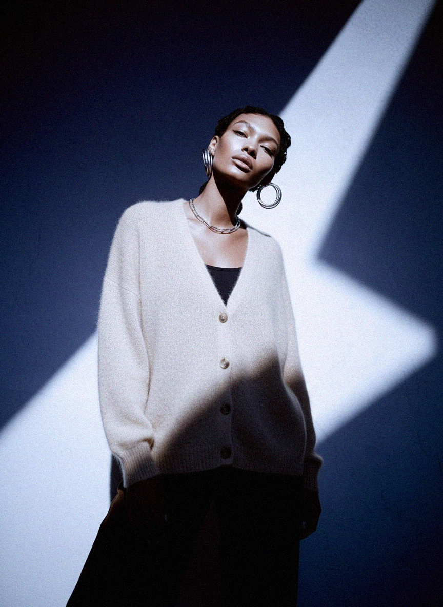 Soft Knit Oversize Cardigan in Beige photo 3