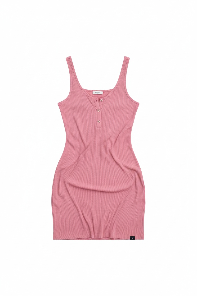 Ribbed Button-Front Mini Dress photo 1