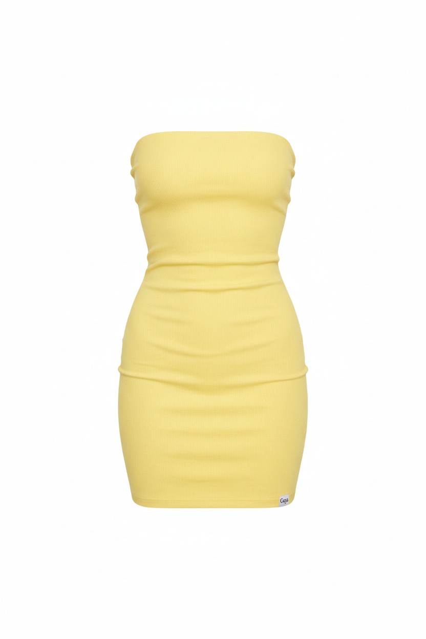 Yellow Strapless Bodycon Mini Dress photo 1