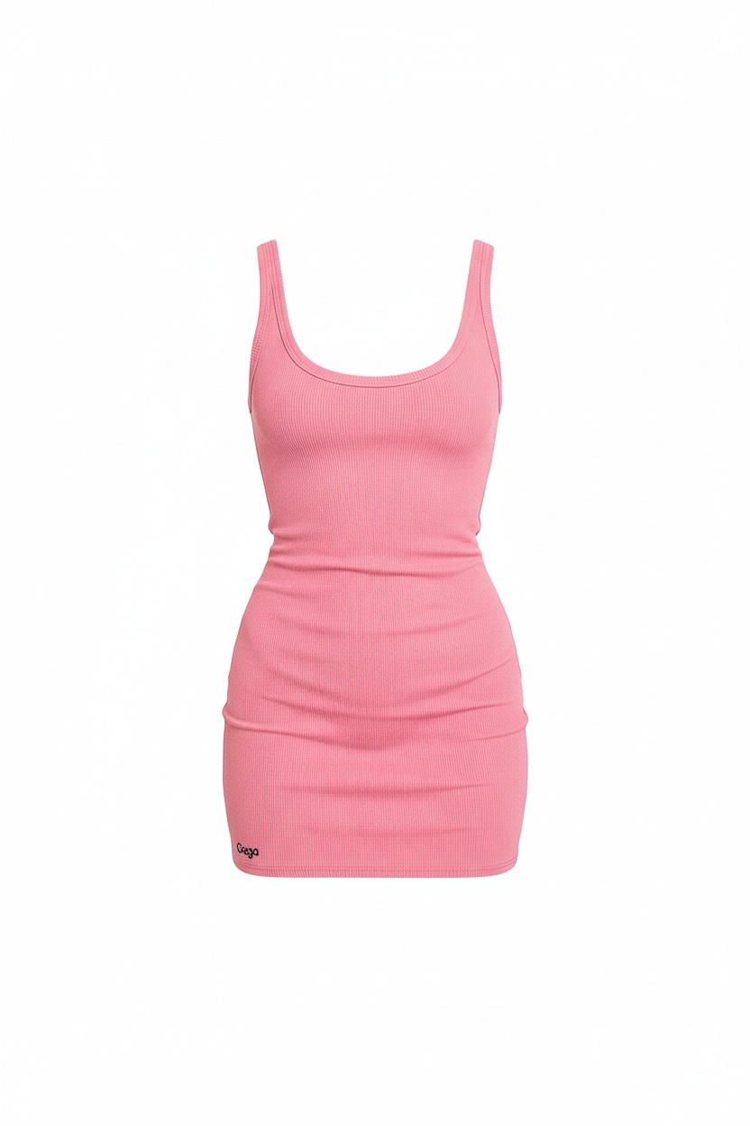 Pink Ribbed Bodycon Mini Dress photo 1