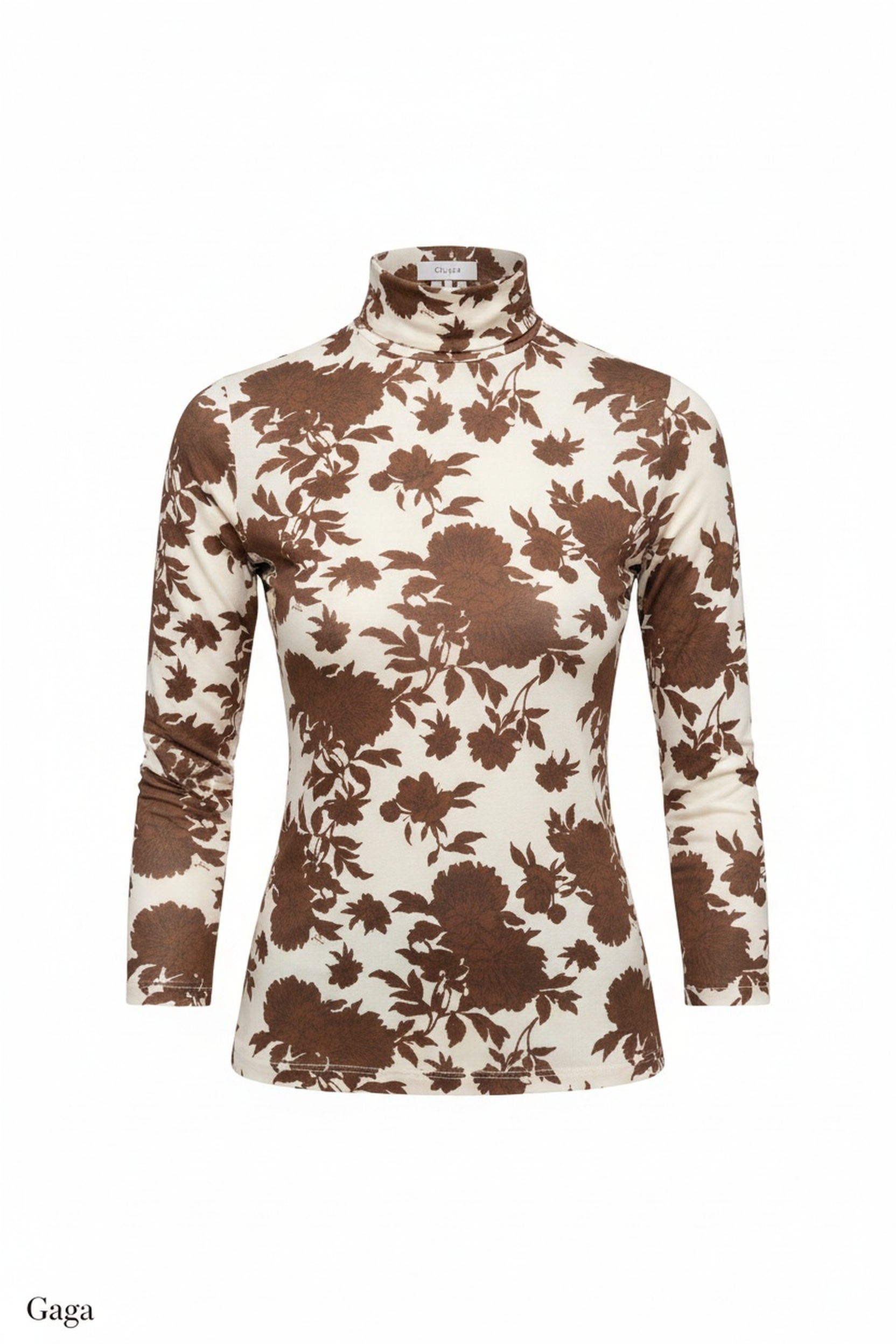 Fitted Floral Print Turtleneck Top photo 1