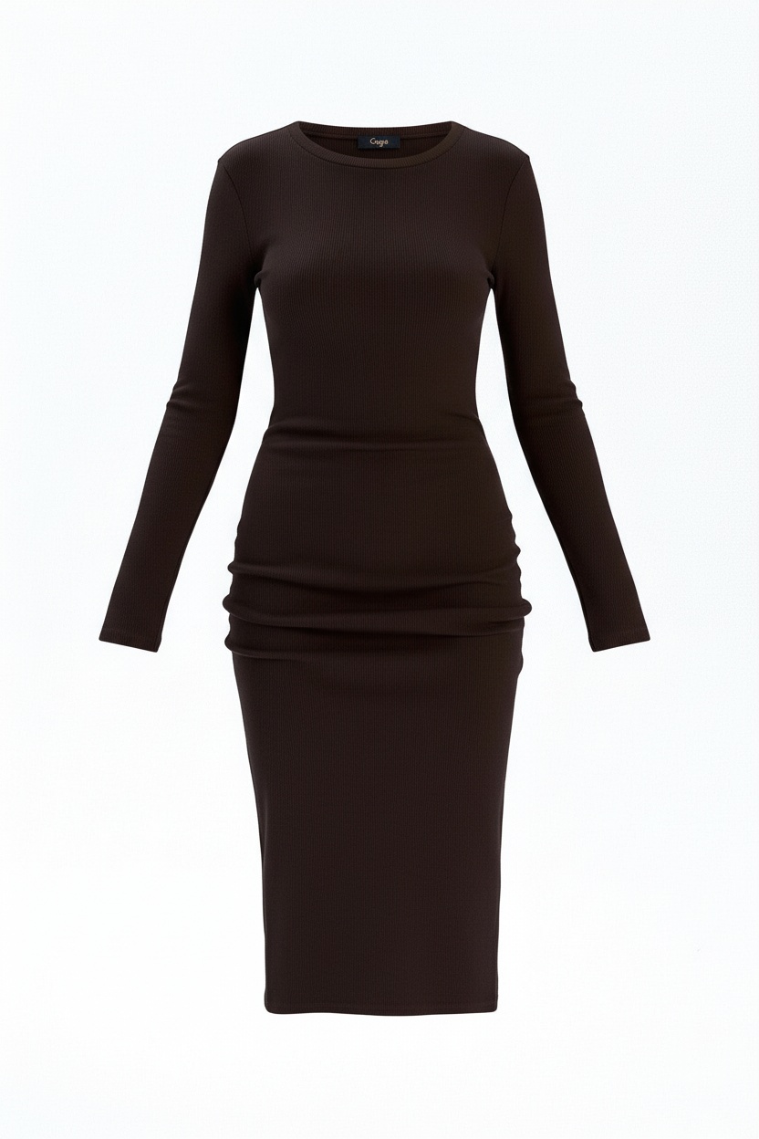 Ribbed Long Sleeve Midi Dress photo 1