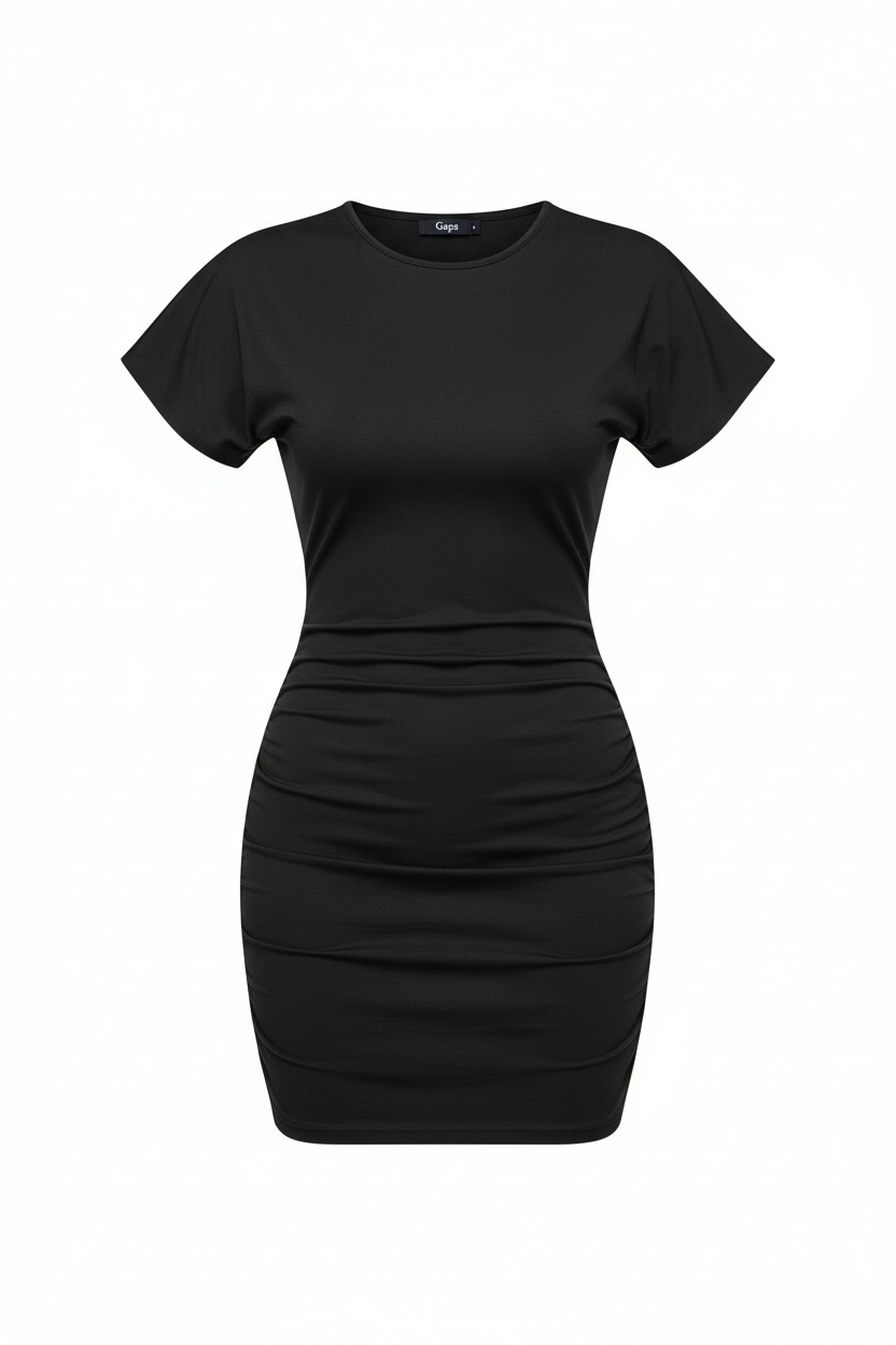 Chic Black Bodycon Mini Dress with Short Sleeves photo 1